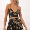 Clothing LUCY IN THE SKY | Floral Two Piece Set In Black | Lucy In The Sky