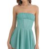 Clothing LUCY IN THE SKY | Dariy Metallic Corset Flare Dress In Teal | Lucy In The Sky