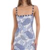 Clothing LUCY IN THE SKY | Mesh Floral Strap Paisley Dress In Blue And White | Lucy In The Sky