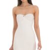 Clothing LUCY IN THE SKY | Lace Bust Bodycon Strapless Dress In White | Lucy In The Sky