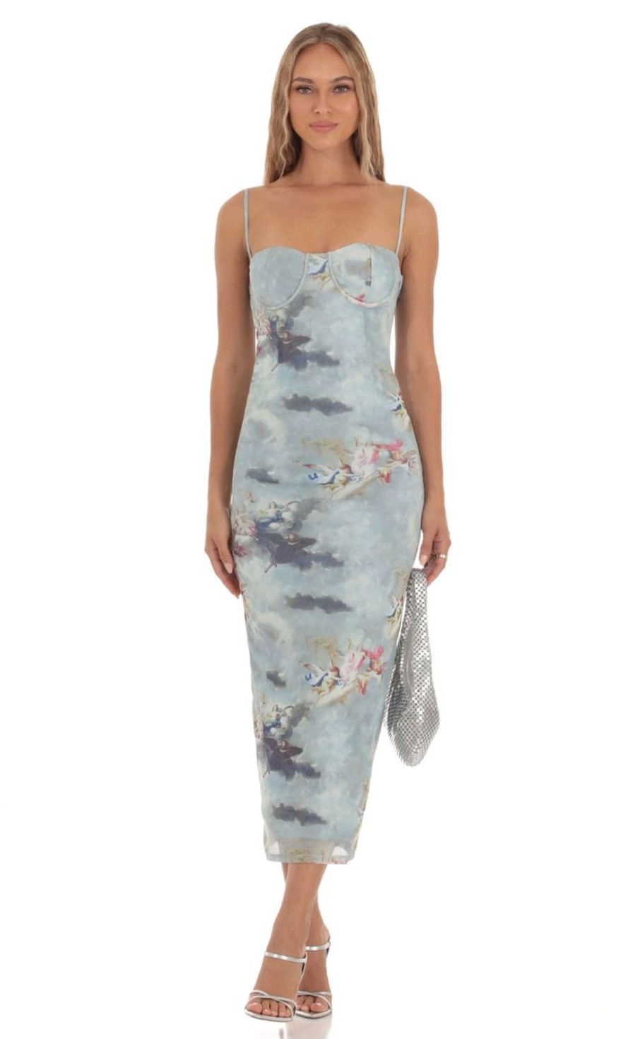 Clothing LUCY IN THE SKY | Venera Mesh Maxi Dress In Antique Print | Lucy In The Sky