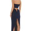 Clothing LUCY IN THE SKY | Latica Slinky Strapless Dress In Navy | Lucy In The Sky