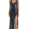 Clothing LUCY IN THE SKY | Darcia Sequin Halter Maxi Dress In Blue | Lucy In The Sky