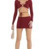 Clothing LUCY IN THE SKY | Tabitha Cutout Two Piece Skirt Set In Red | Lucy In The Sky