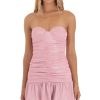 Clothing LUCY IN THE SKY | Tenny Shimmer Strapless Ruched Dress In Pink | Lucy In The Sky