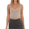 Clothing LUCY IN THE SKY | Tarane Knitted Crop Top In Light Brown | Lucy In The Sky