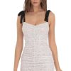 Clothing LUCY IN THE SKY | Sequin Lace Ruched Bodycon Dress In White | Lucy In The Sky