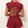 Clothing LUCY IN THE SKY | Kara Cutout Romper In Maroon | Lucy In The Sky