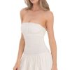 Clothing LUCY IN THE SKY | Strapless Embroidered Dress In White | Lucy In The Sky