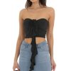 Clothing LUCY IN THE SKY | Clydie Flower Tassel Top In Black | Lucy In The Sky