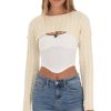 Clothing LUCY IN THE SKY | Terry Crop Knit Top In Cream | Lucy In The Sky