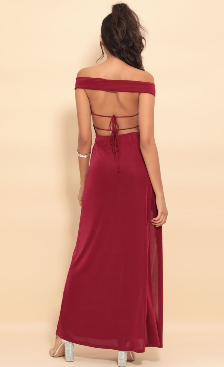 Clothing LUCY IN THE SKY | Dianna Luxe Maxi Dress In Merlot | Lucy In The Sky