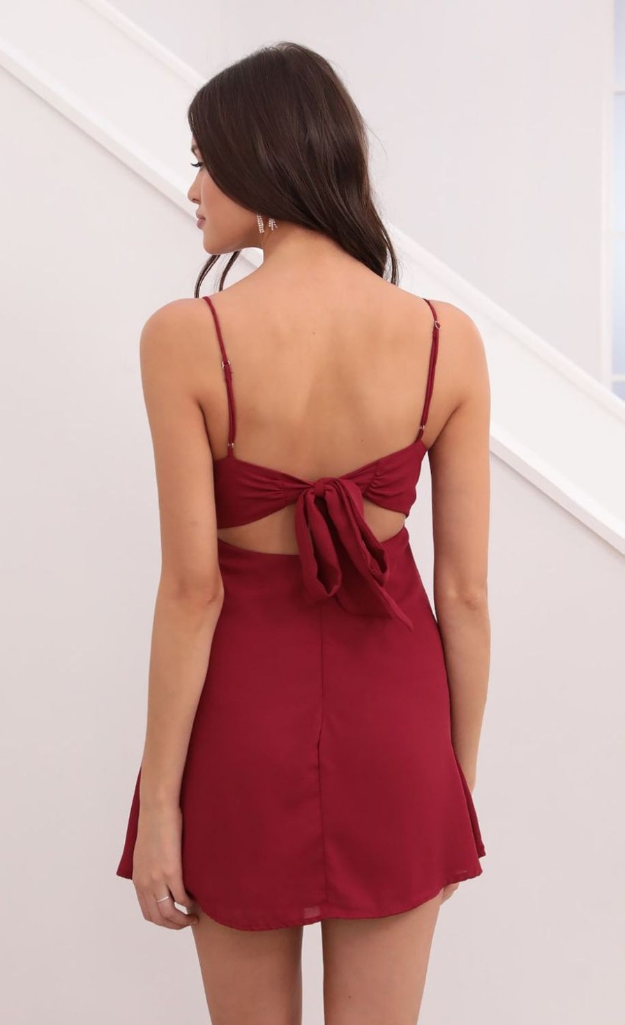 Clothing LUCY IN THE SKY | Aurelie Dress In Burgandy | Lucy In The Sky