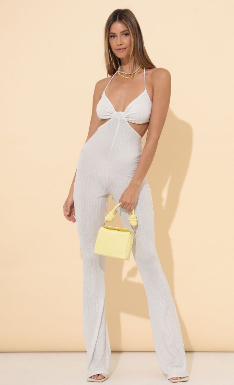 Clothing LUCY IN THE SKY | Lillie Jumpsuit In White | Lucy In The Sky