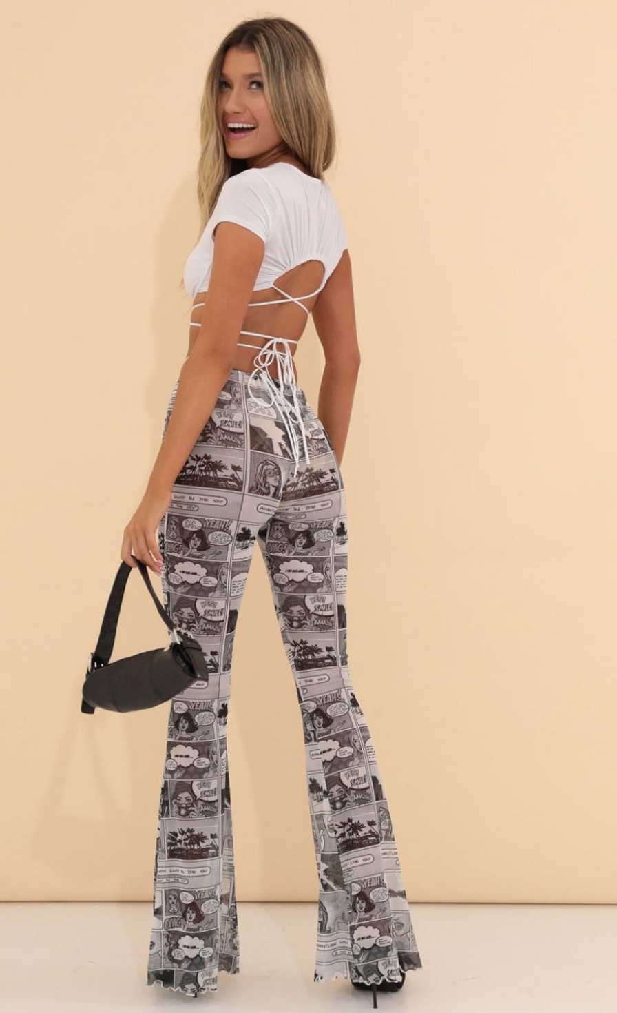 Clothing LUCY IN THE SKY | Atlanta Mesh Lucy Comic Pants In Black And White | Lucy In The Sky