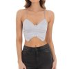 Clothing LUCY IN THE SKY | Satin Butterfly Rhinestone Top In Grey | Lucy In The Sky