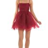 Clothing LUCY IN THE SKY | Chiffon Flare Dress In Maroon | Lucy In The Sky