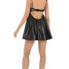 Clothing LUCY IN THE SKY | Faux Leather Cutout Babydoll Dress In Black | Lucy In The Sky