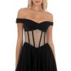 Clothing LUCY IN THE SKY | Off Shoulder Velvet Corset Dress In Black | Lucy In The Sky