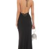 Clothing LUCY IN THE SKY | Halter Open Back Butterfly Maxi Dress In Black | Lucy In The Sky