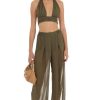 Clothing LUCY IN THE SKY | Lesly Gold Striped Three Piece Set In Olive Green | Lucy In The Sky