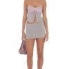 Clothing LUCY IN THE SKY | Two Piece Pink Lace Strapless Set In Grey | Lucy In The Sky