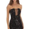 Clothing LUCY IN THE SKY | Ania Sequin Mesh Strapless Dress In Black | Lucy In The Sky