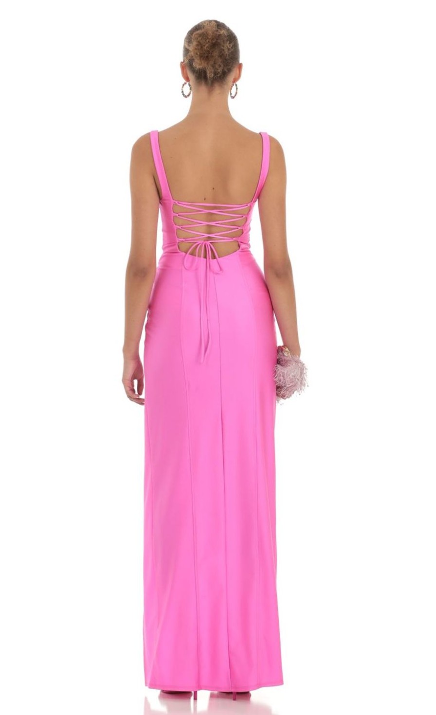 Clothing LUCY IN THE SKY | Zaynab Maxi Dress In Hot Pink | Lucy In The Sky