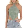 Clothing LUCY IN THE SKY | Rhinestone Chainlink Top In Green | Lucy In The Sky