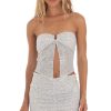 Clothing LUCY IN THE SKY | Damaris Sequin Strapless Two Piece Set In White | Lucy In The Sky