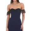 Clothing LUCY IN THE SKY | Lace Off Shoulder Bodycon Dress In Navy | Lucy In The Sky