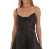 Clothing LUCY IN THE SKY | Satin Cowl Neck Romper In Black | Lucy In The Sky