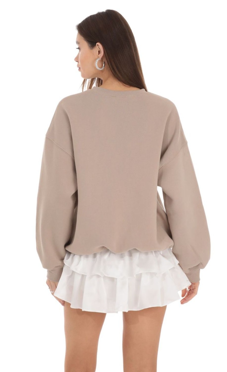 Clothing LUCY IN THE SKY | Fleece Jumper In Taupe | Lucy In The Sky