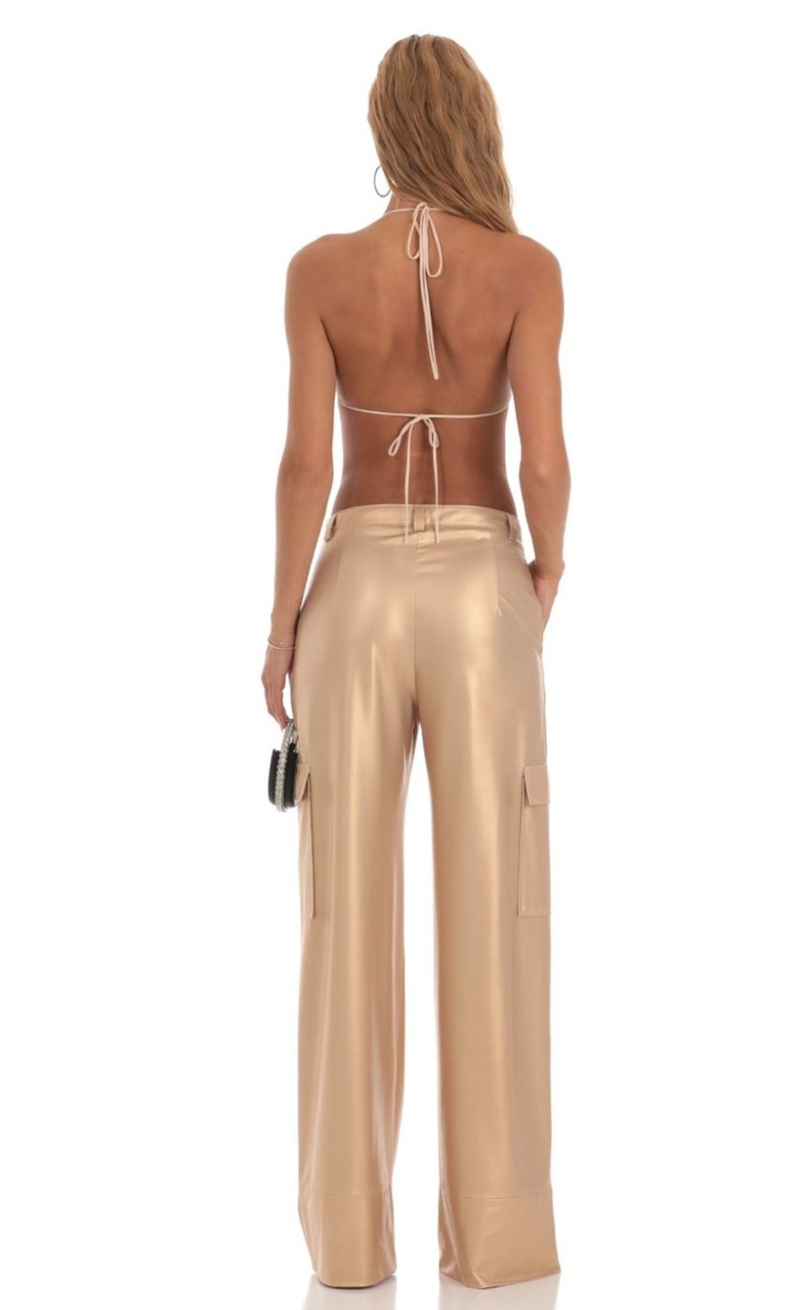 Clothing LUCY IN THE SKY | Cassiopeia Wide Leg Pant Set In Gold | Lucy In The Sky