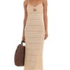 Clothing LUCY IN THE SKY | Tuiren Twist Crochet Dress In Beige | Lucy In The Sky