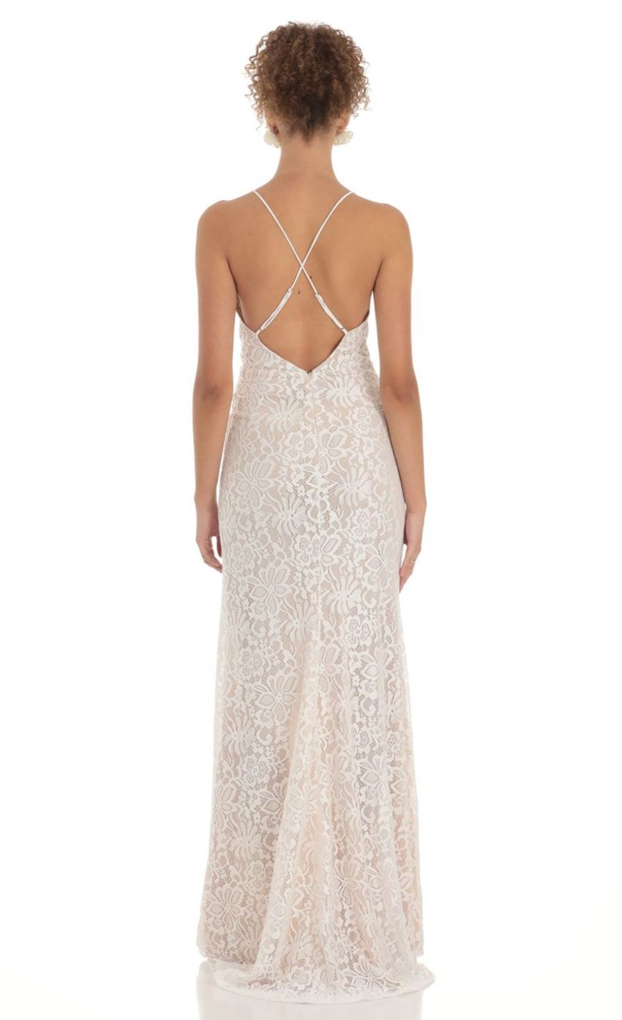 Clothing LUCY IN THE SKY | Gilda Lace Maxi Dress In White | Lucy In The Sky