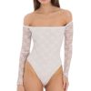 Clothing LUCY IN THE SKY | Off Shoulder Lace Bodysuit In White | Lucy In The Sky