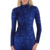 Clothing LUCY IN THE SKY | Velvet Sequin Open Back Dress In Blue | Lucy In The Sky