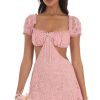 Clothing LUCY IN THE SKY | Shadi Shimmer Lace Cutout Dress In Pink | Lucy In The Sky