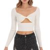 Clothing LUCY IN THE SKY | Ribbed Cutout Top In White | Lucy In The Sky