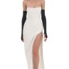 Clothing LUCY IN THE SKY | Satin Glove Strapless Corset Dress In White | Lucy In The Sky