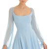 Clothing LUCY IN THE SKY | Mehi Sheer Sleeve Dress In Light Blue | Lucy In The Sky