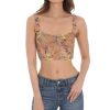 Clothing LUCY IN THE SKY | Floral Embroidered Corset Top In Brown | Lucy In The Sky