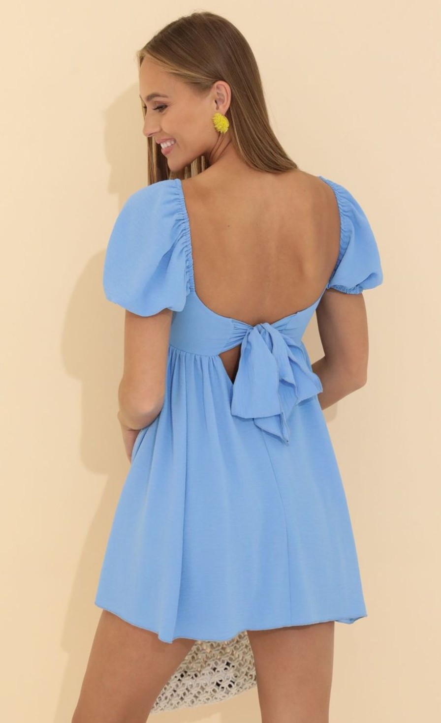 Clothing LUCY IN THE SKY | Dalilah Baby Doll Dress In Blue | Lucy In The Sky