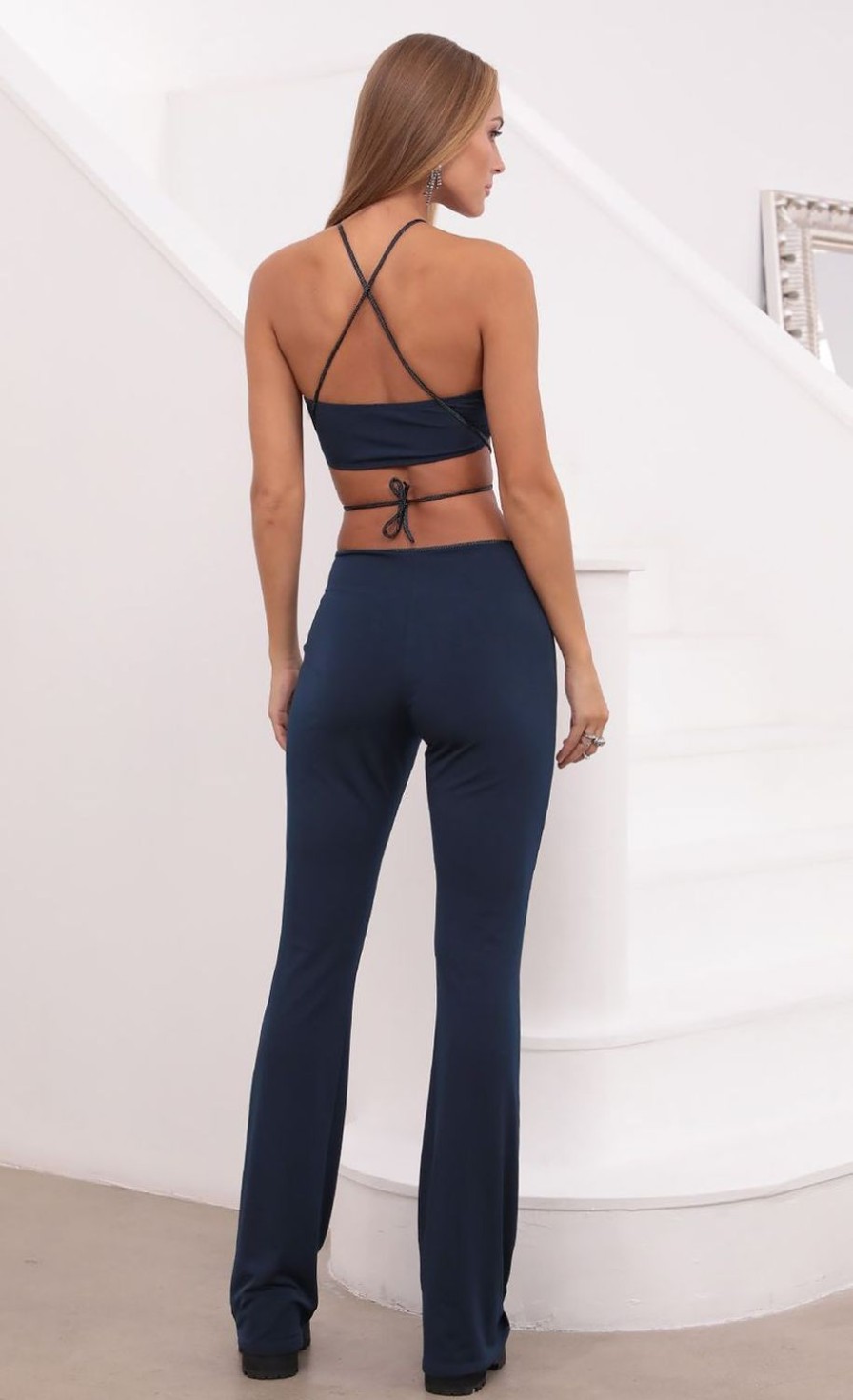 Clothing LUCY IN THE SKY | Snoh Two Piece Pant Set In Navy | Lucy In The Sky