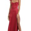 Clothing LUCY IN THE SKY | Satin Slit Maxi Dress In Red | Lucy In The Sky