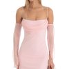 Clothing LUCY IN THE SKY | Ellis Off Shoulder Cowl Neck Dress In Pink | Lucy In The Sky