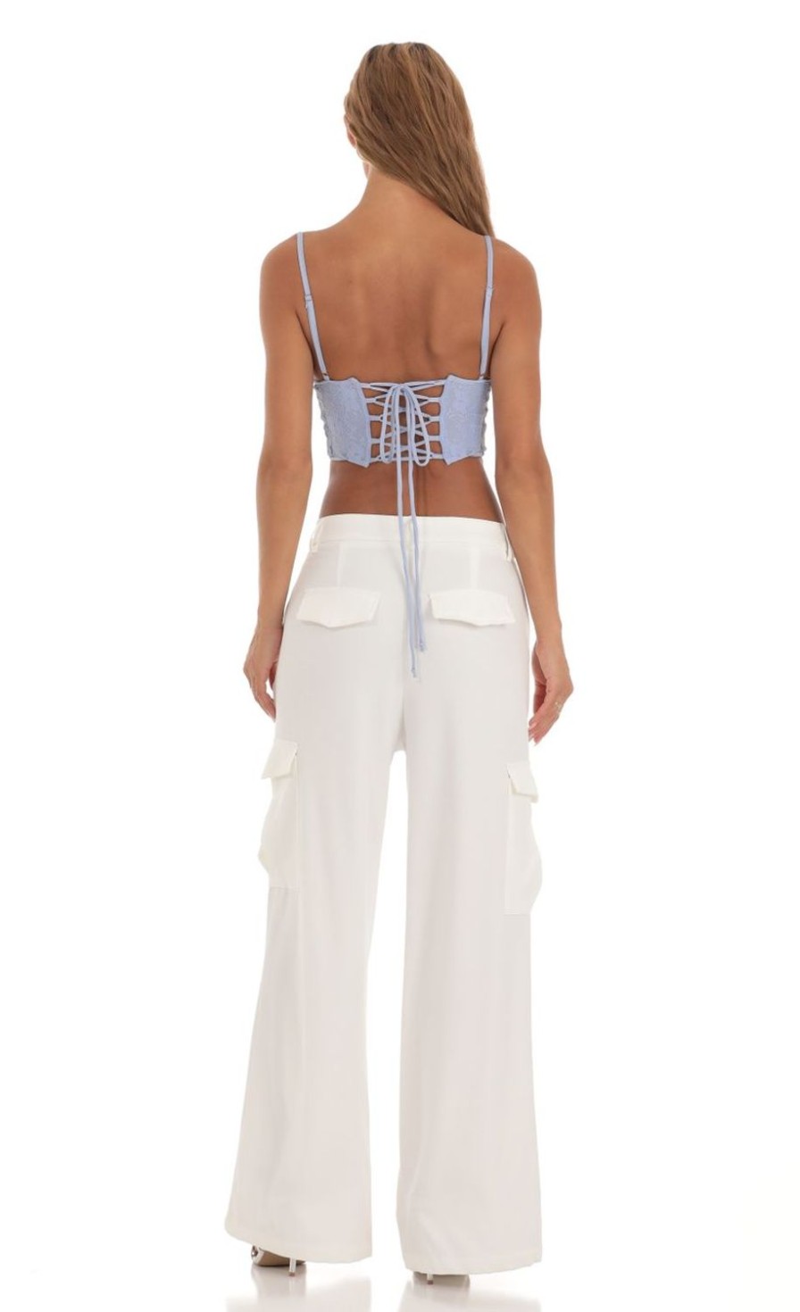 Clothing LUCY IN THE SKY | Electryone Lace Corset Top In Blue | Lucy In The Sky