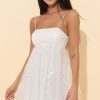 Clothing LUCY IN THE SKY | Presley Baby Doll Dress In White Sequin | Lucy In The Sky