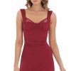 Clothing LUCY IN THE SKY | Lace Ruched Bust Dress In Maroon | Lucy In The Sky